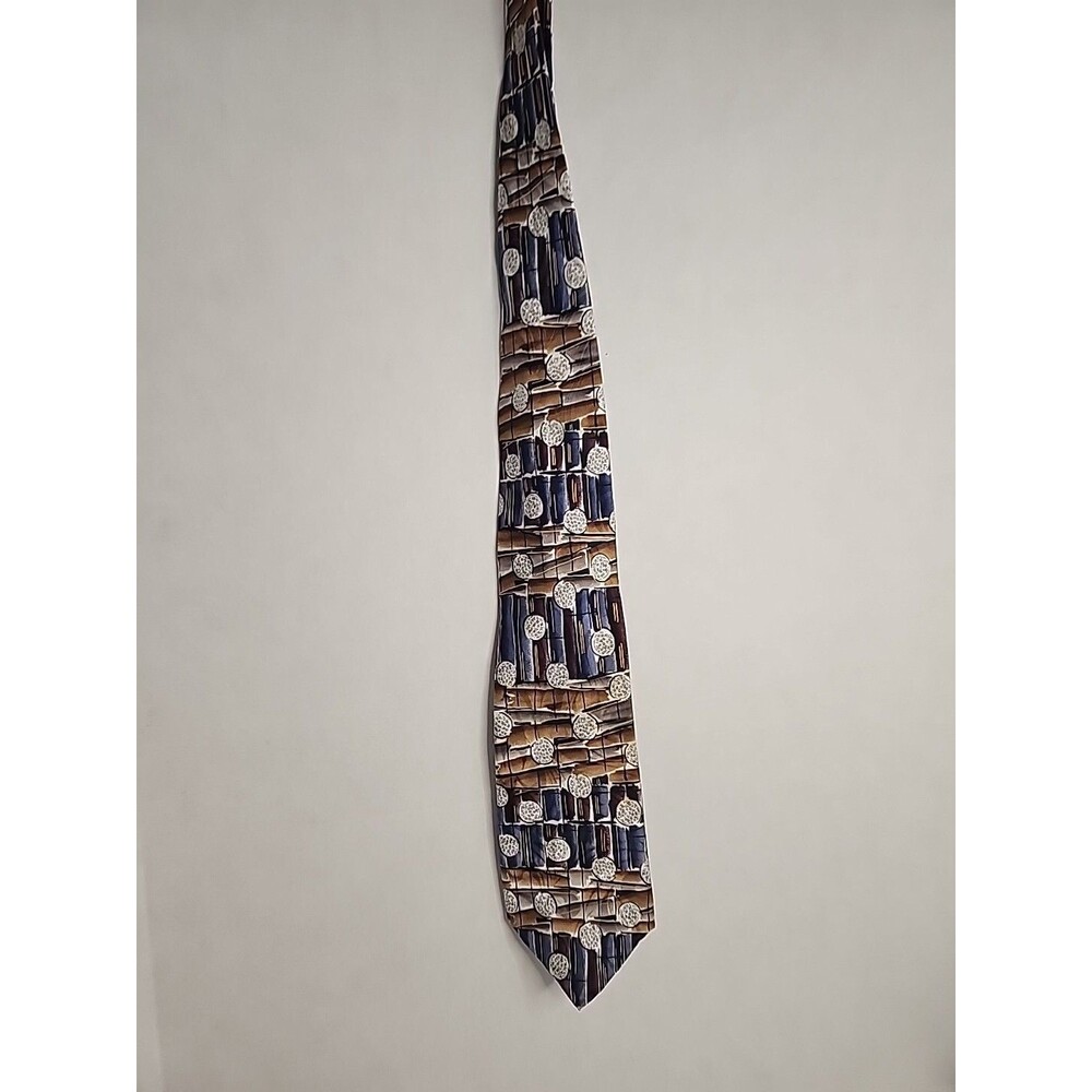 Vintage Chez Roffe New York Silk Black Blue Red Gray Abstract Men's Neck Tie